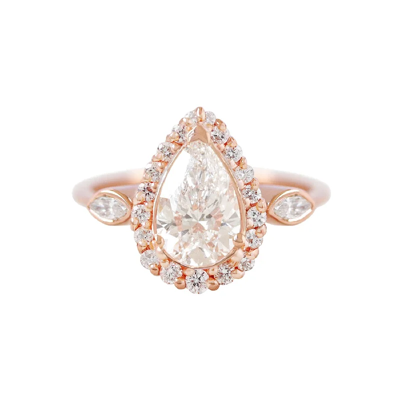 1 carat Pear diamond halo engagement ring - "Zoe" ♥