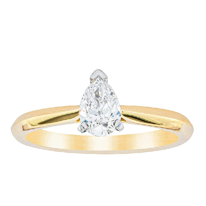 18ct Yellow Gold .50ct Pear Cut Diamond Venetian Ring