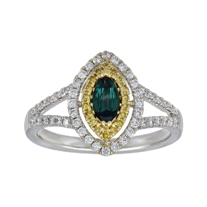 Alexandrite Ring (Alexandrite 0.29 cts. White Diamond 0.36 cts. Yellow Diamond 0.11 cts.)