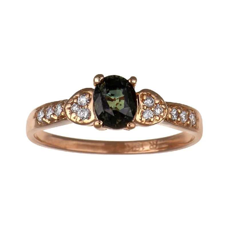 Alexandrite Ring (Alexandrite 0.88 cts. White Diamond 0.15 cts.)