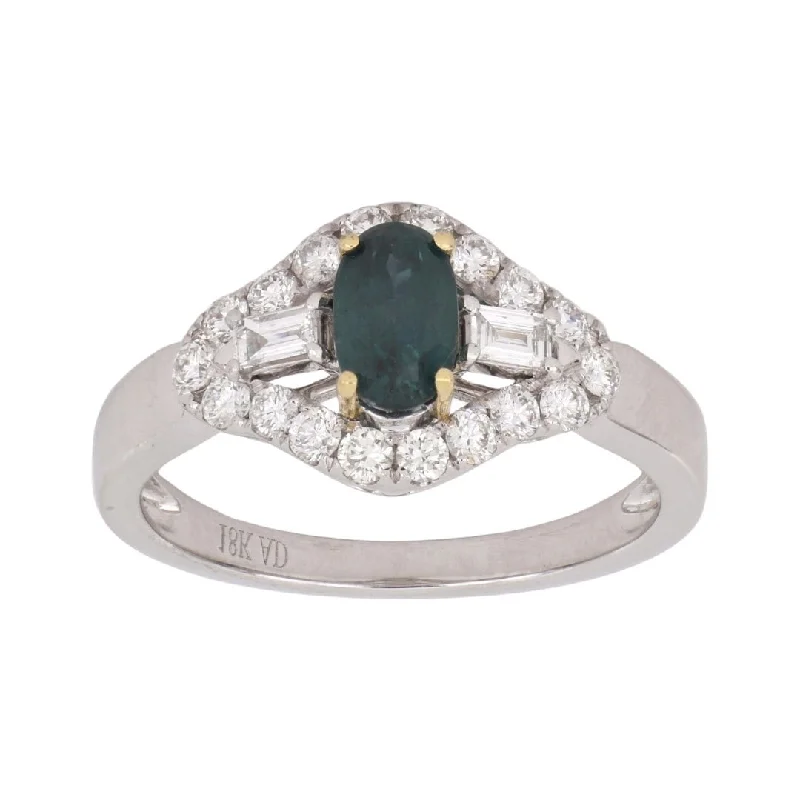 Alexandrite Ring (Alexandrite 0.96 cts. White Diamond 0.57 cts. )