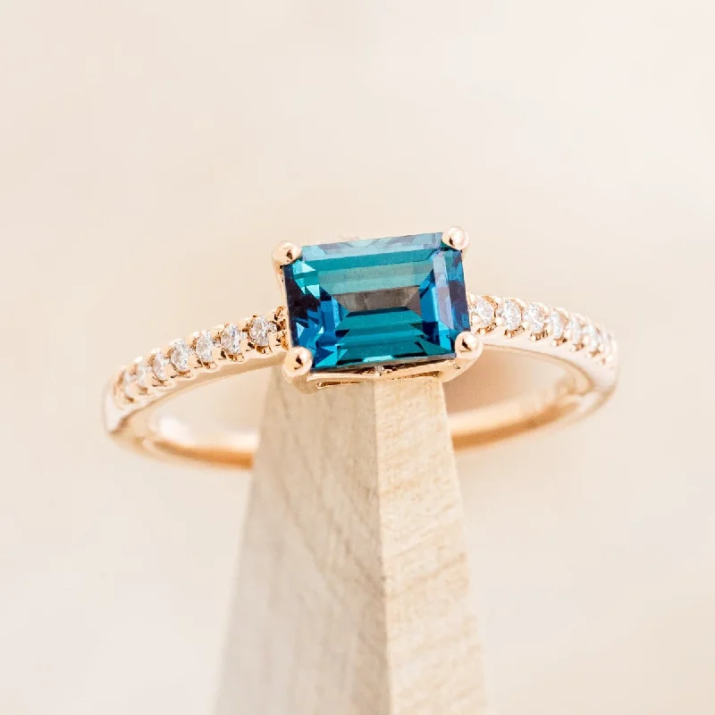 "AMARA" - EMERALD CUT LAB-GROWN ALEXANDRITE ENGAGEMENT RING WITH DIAMOND ACCENTS