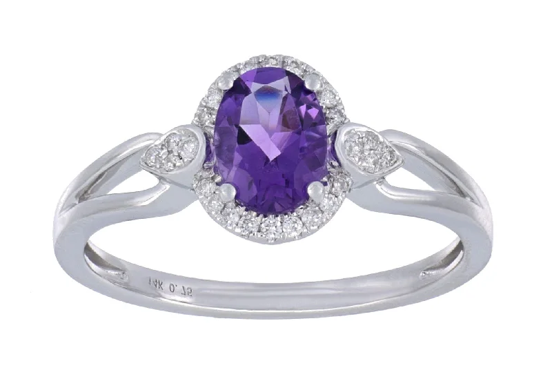 Amethyst Ladies Ring (Amethyst 0.73 cts. White Diamond 0.1 cts.)