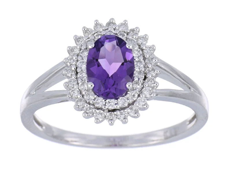 Amethyst Ladies Ring (Amethyst 0.74 cts. White Diamond 0.28 cts.)