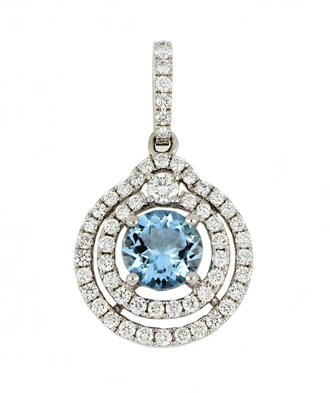 Aquamarine Ladies Pendant (Aquamarine 1.11 cts. White Diamond 0.73 cts.)