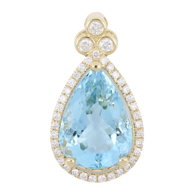 Aquamarine Pendant (Aquamarine 11.25 cts. White Diamond 0.63 cts.)