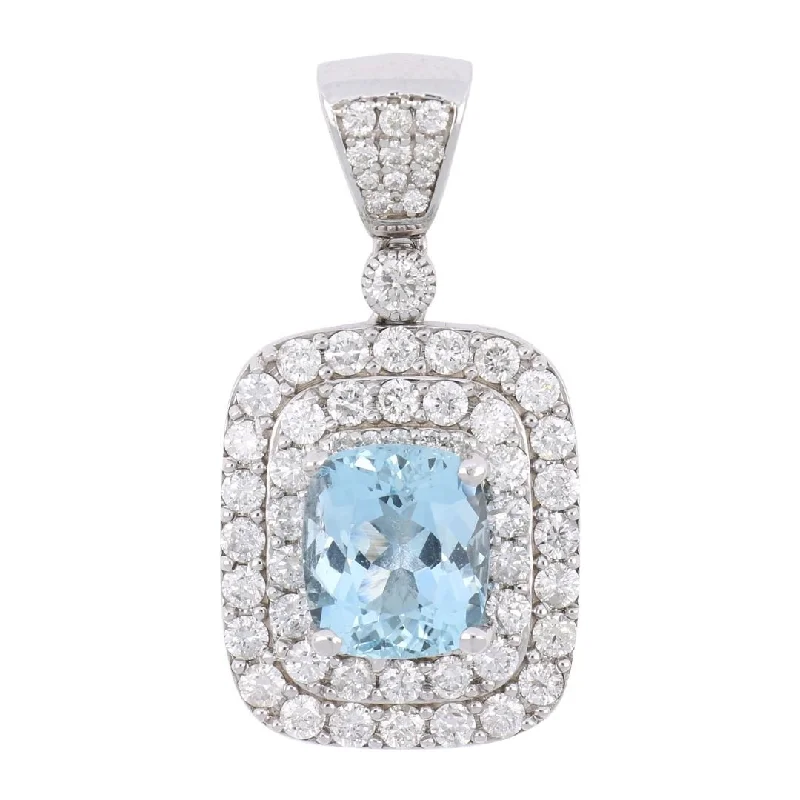 Aquamarine Pendant (Aquamarine 2.56 cts. White Diamond 1.34 cts. White Diamond 0.07 cts.)