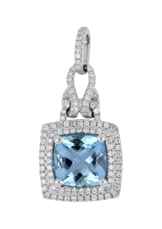 Aquamarine Ladies Pendant (Aquamarine 2 cts. White Diamond 0.39 cts.)