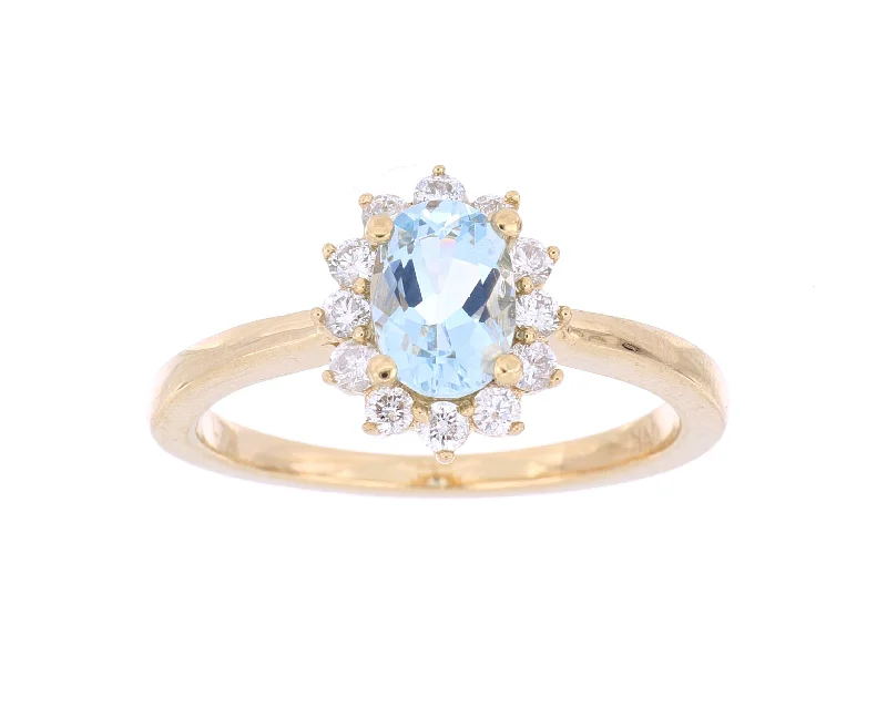 Aquamarine Ladies Ring (Aquamarine 0.7 cts. White Diamond 0.28 cts.)