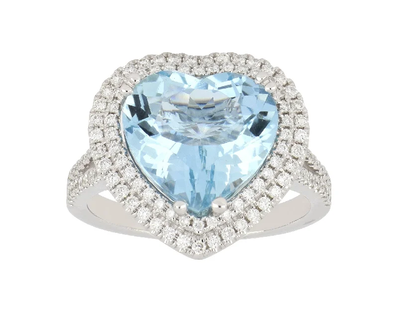 Aquamarine Ladies Ring (Aquamarine 5.11 cts. White Diamond 0.51 cts.)