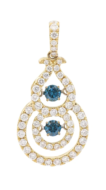 Blue Diamond Ladies Pendant (Blue Diamond 0.22 cts. Round White Diamond 0.59 cts.)