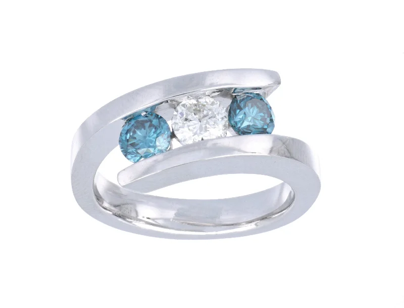 Blue Diamond Ladies Ring (Blue Diamond 0.72 cts. White Diamond 0.41 cts.)