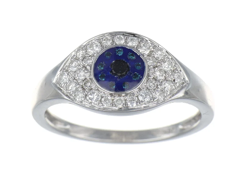 Blue Diamond Ladies Ring (Blue Diamond 0.09 cts. White Diamond 0.36 cts. Black Diamond Included cts.)