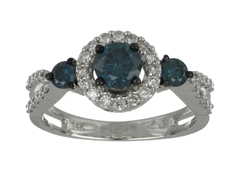 Blue Diamond Ladies Ring (Blue Diamond 0.55 cts. Blue Diamond 0.25 cts. White Diamond 0.34 cts.)