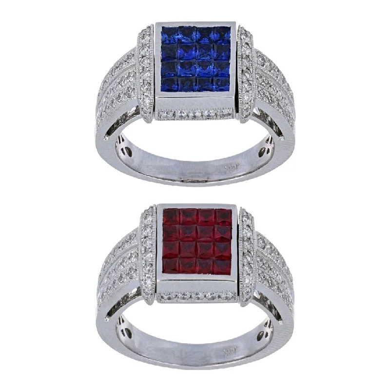 Blue Sapphire with Ruby (Blue Sapphire 1.07 cts. Ruby 1.1 cts. White Diamond 0.56 cts.)