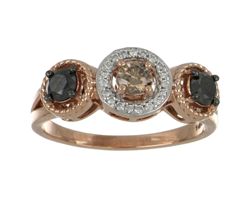 Brown and Black Diamond Ladies Ring (Black Diamond 0.4 cts. Brown Diamond 0.19 cts. White Diamond 0.07 cts.)