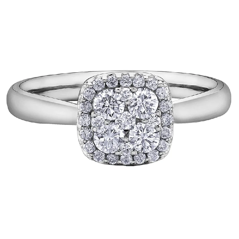 Diamond Cluster Cushion Ring with Halo