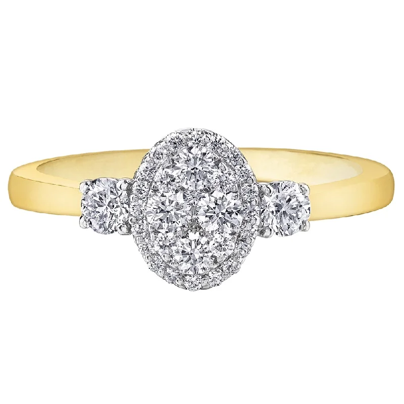 Canadian Diamond Oval Cluster Engagement Ring