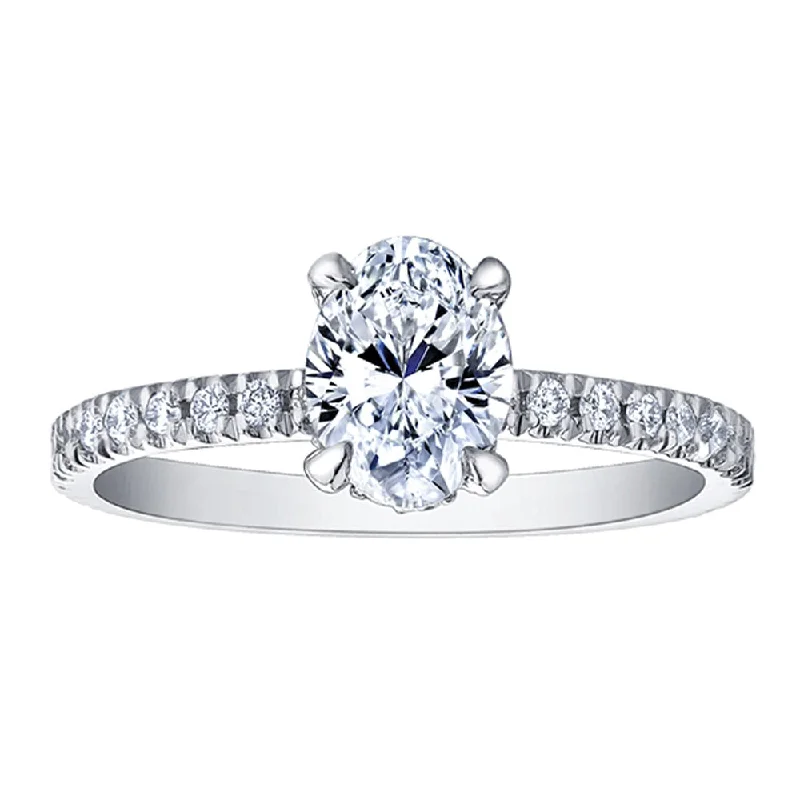 Canadian Oval Diamond Solitaire with Diamond Accented Band