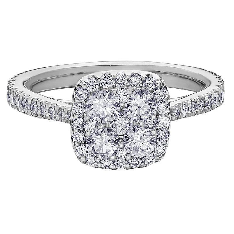 Canadian Cushion Cluster Diamond Ring