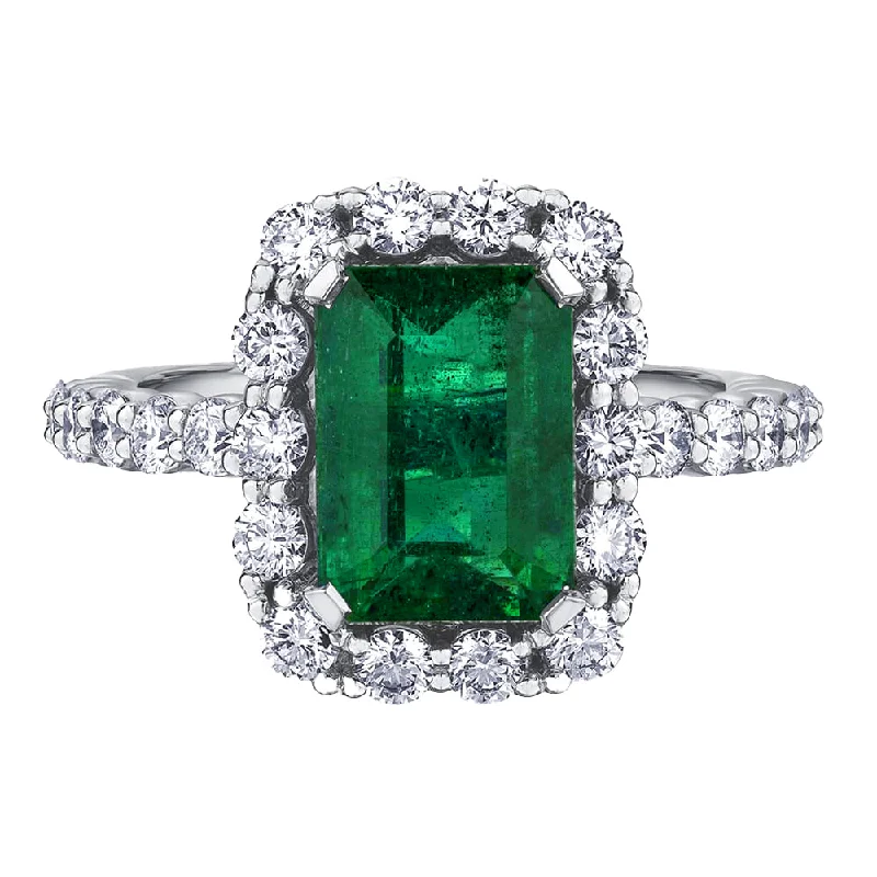 Emerald and Canadian Diamond Ring