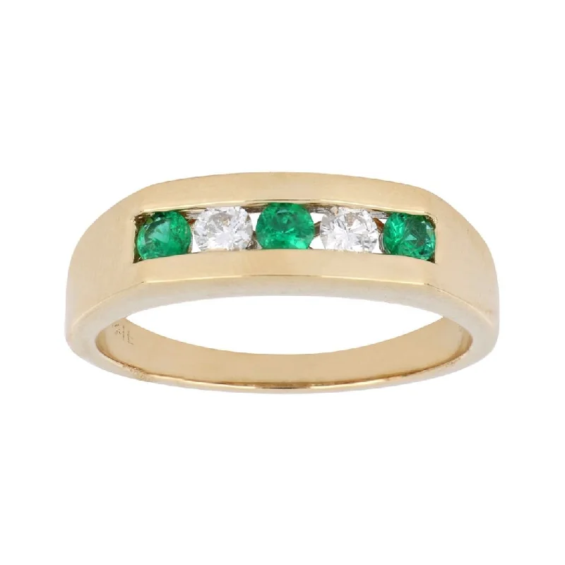 Emerald Men's Ring (Emerald 0.29 cts. White Diamond 0.24 cts.)