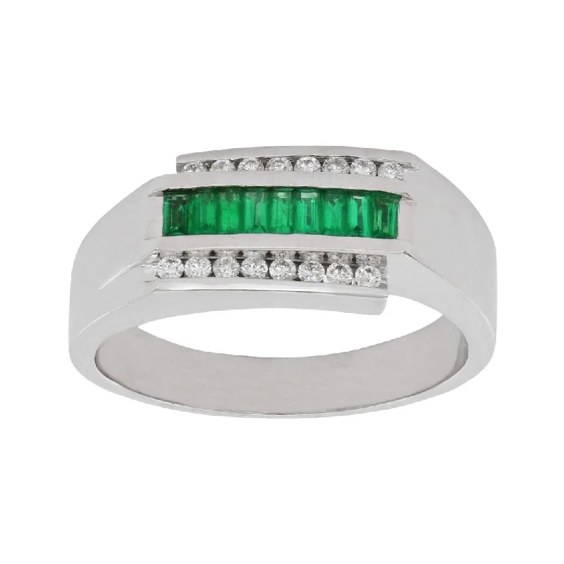 Emerald Men's Ring (Emerald 0.38 cts. White Diamond 0.21 cts.)