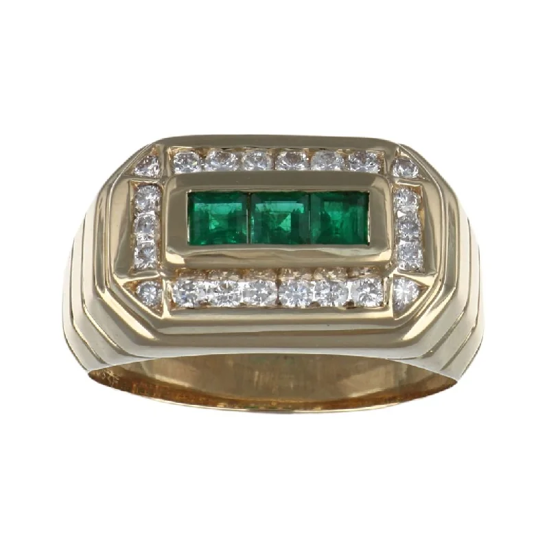 Emerald Men's Ring (Emerald 0.49 cts. White Diamond 0.52 cts.)