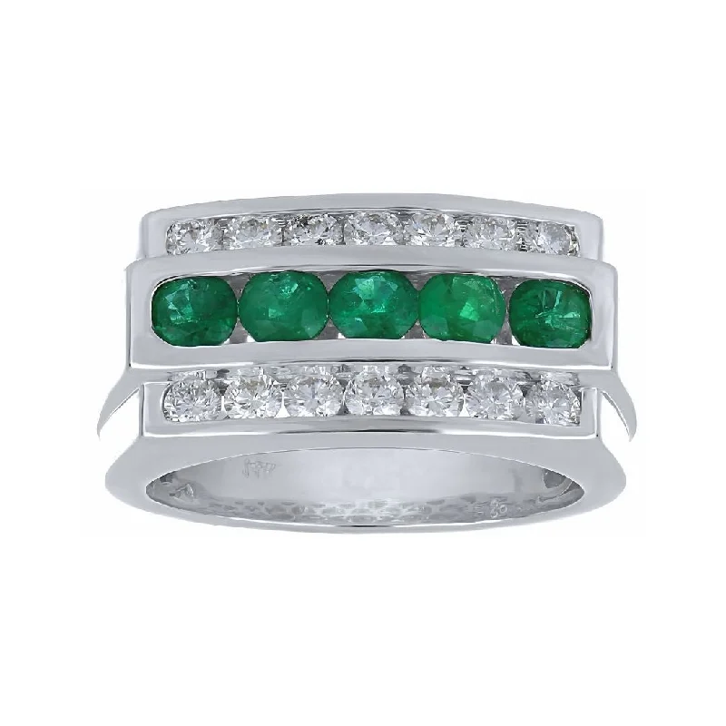 Emerald Men's Ring (Emerald 1.18 cts. White Diamond 1.08 cts.)