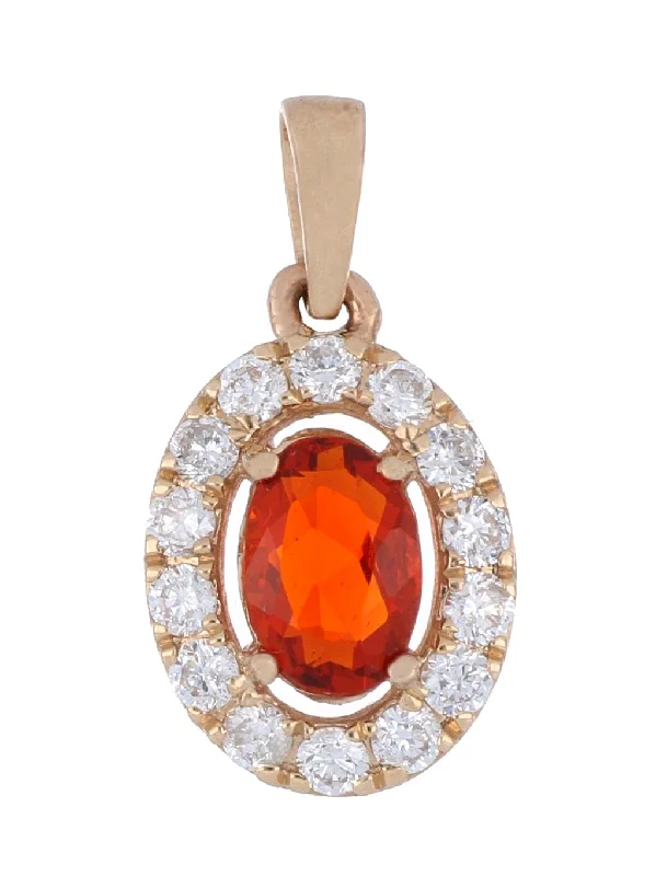 Fire Opal Ladies Pendant (Fire Opal 0.3cts White Diamond 0.2cts)