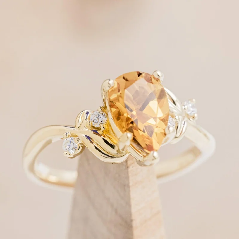 "GLADYS" - PEAR CUT CITRINE ENGAGEMENT RING WITH DIAMOND ACCENTS