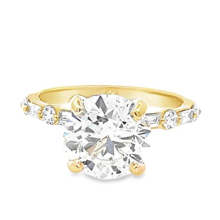 LAB GROWN ROUND AND BAGUETTE DIAMONDS 3 1/3ctw ENGAGEMENT RING