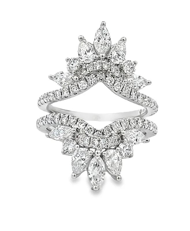 LAB GROWN MARQUISE & ROUND DIAMONDS 2 1/4ctw PRONG SET RING GUARD