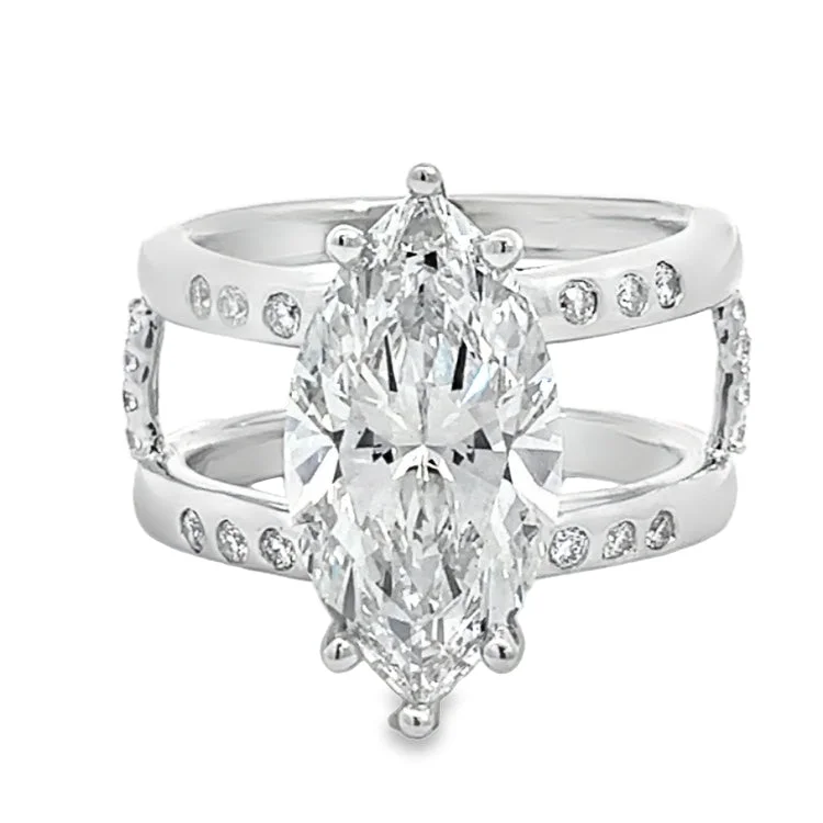 LAB GROWN MARQUISE & ROUND DIAMONDS 3.75ctw CUSTOM SPLIT RING