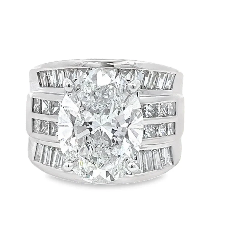 LAB GROWN OVAL & NATURAL PRINCESS & BAGUETTE DIAMONDS 8.49ctw CHANNEL RING