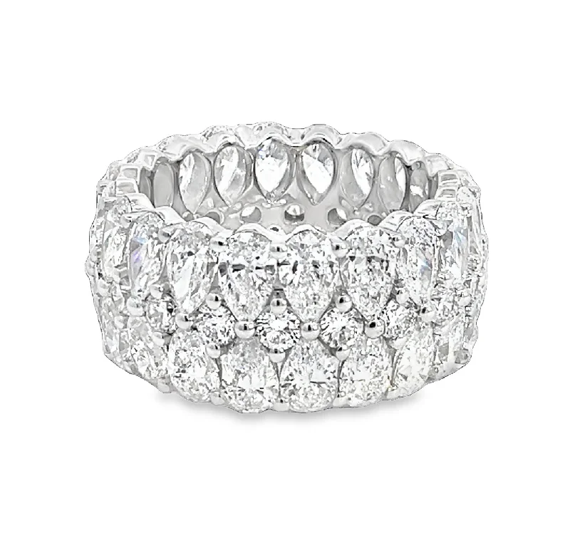 LAB GROWN PEAR & ROUND DIAMONDS 8.48CTW PRONG SET ETERNITY BAND