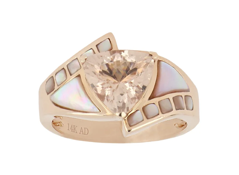 Morganite and Pink Mother of Pearl Ladies Ring (Morganite 1.98 cts. Pink Mother of Pearl 0.6 cts.)