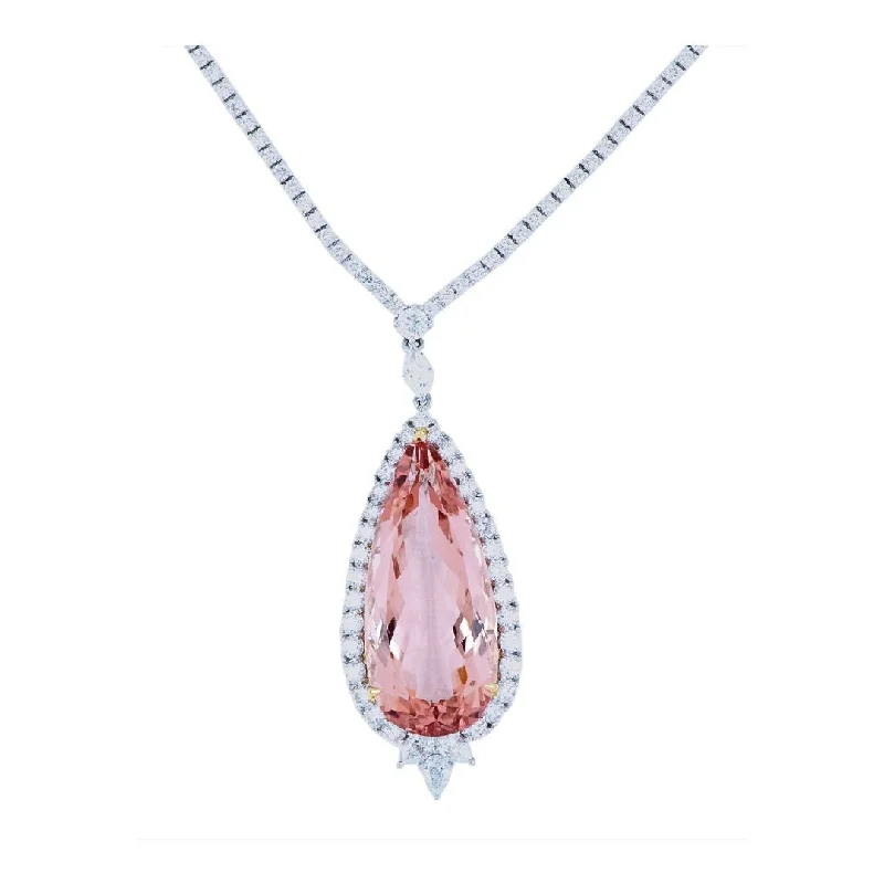 Morganite Necklace (Morganite 27.54 cts. White Diamond 4.21 cts. White Diamond 0.69 cts.)