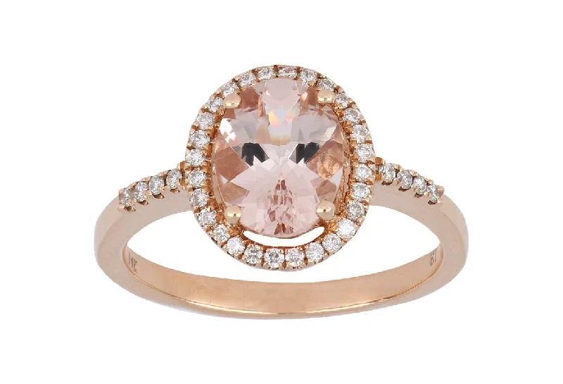 Morganite Ladies Ring (Morganite 1.7 cts. Round White Diamond 0.2 cts.)