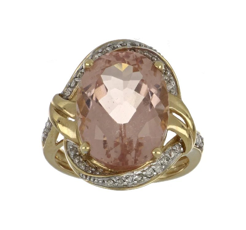 Morganite Ladies Ring (Morganite 10.74 cts. White Diamond 0.25 cts.)