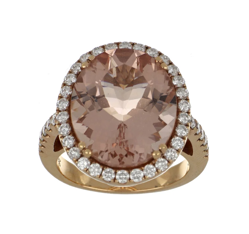 Morganite Ladies Ring (Morganite 11.13 cts. White Diamond 0.87 cts.)