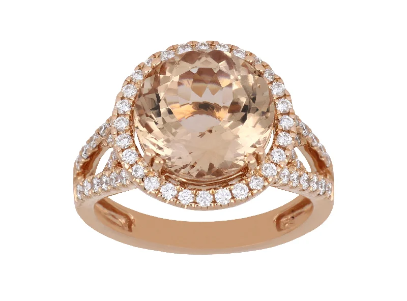 Morganite Ladies Ring (Morganite 4.68 cts. White Diamond 0.55 cts.)