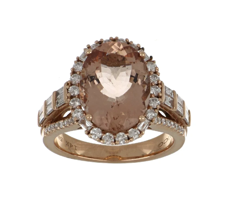 Morganite Ladies Ring (Morganite 5.22 cts. White Diamond 1.03 cts. White Diamond Included cts.)