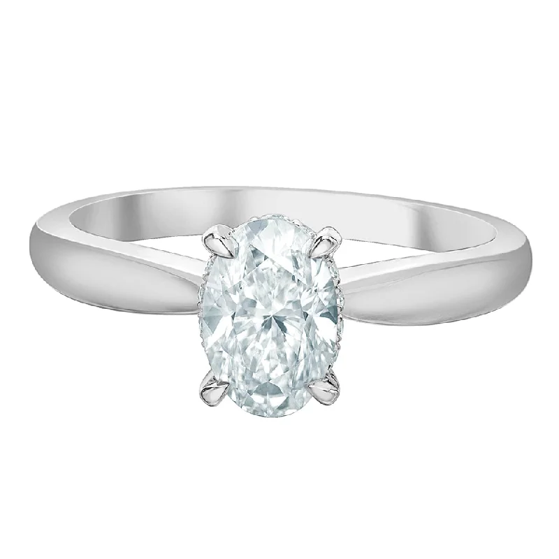 Oval Canadian Diamond Ring with Hidden Halo