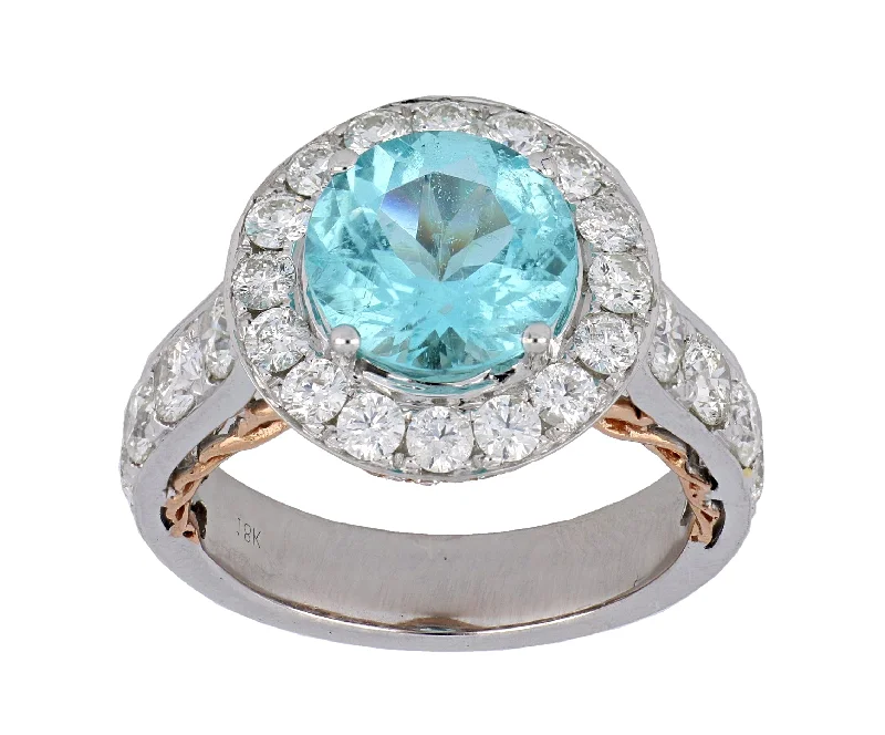 Paraiba Tourmaline Ladies Ring (Paraiba Tourmaline 2.94 cts. White Diamond 1.94 cts.)