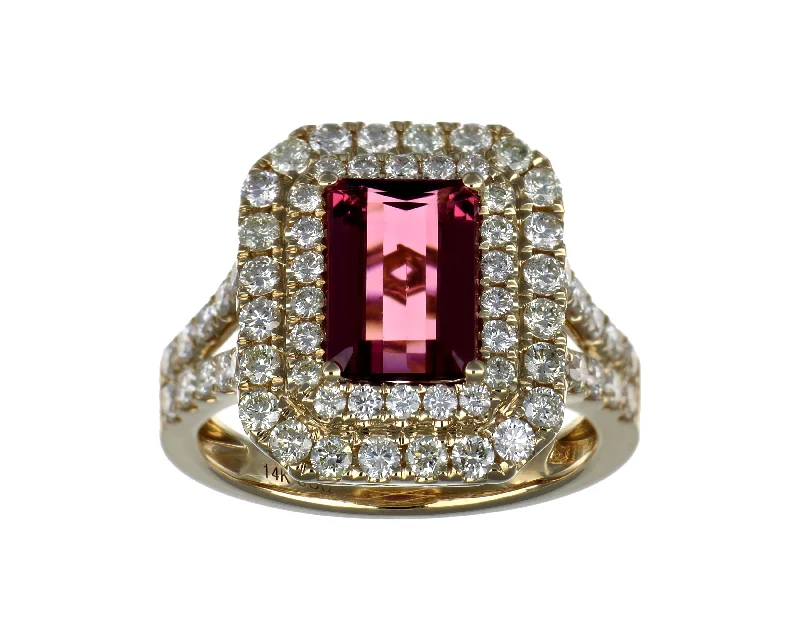 Pink Tourmaline Ladies Ring (Pink Tourmaline 1.91 cts. White Diamond 1.33 cts.)