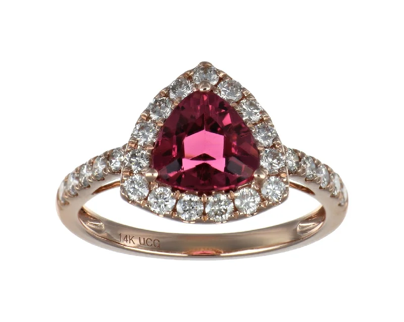 Pink Tourmaline Ladies Ring (Pink Tourmaline 1.63 cts. White Diamond 0.72 cts.)