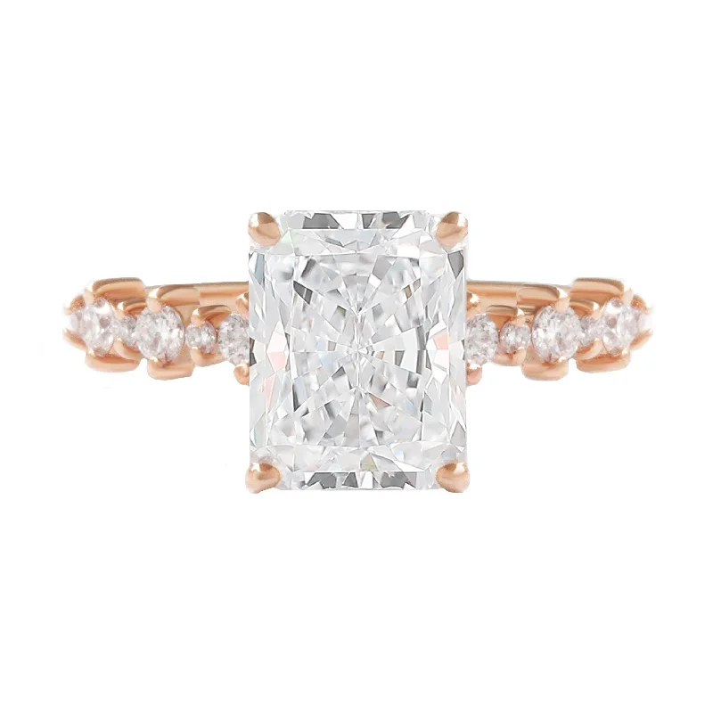 Emerald Cut / Radiant Cut Diamond Dots Band Classic Engagement ring - Margo ♥