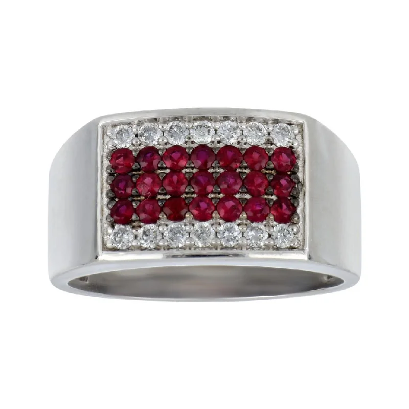 Ruby Men's Ring (Ruby 0.75 cts. White Diamond 0.36 cts.)