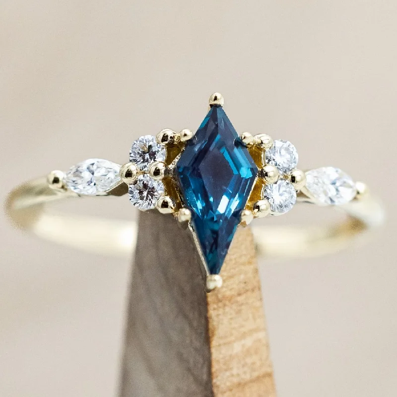 "SAGE" - KITE CUT LAB-GROWN ALEXANDRITE ENGAGEMENT RING WITH DIAMOND ACCENTS